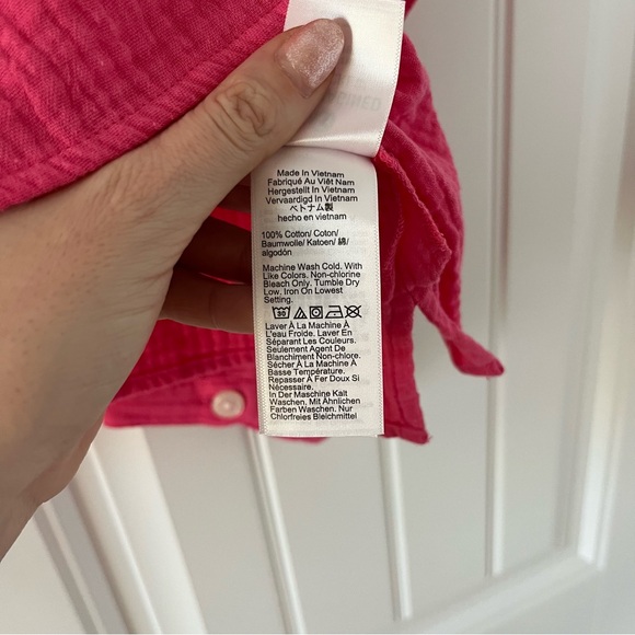 J. Crew Cotton Gauze Fresco Top Long Sleeve Button Front Pink Size 2X NWT - Picture 6 of 8